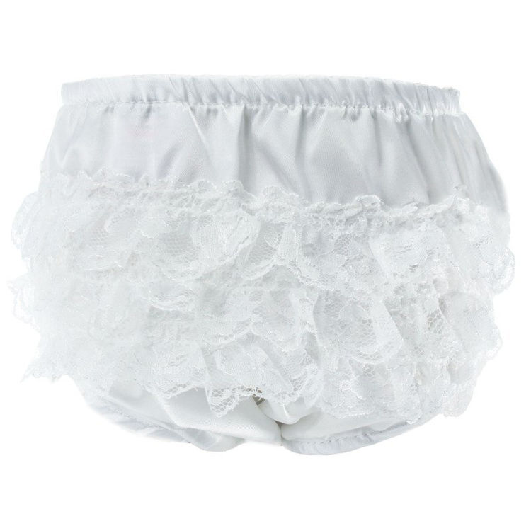 Picture of FP04-SC/0950, CREAM SATIN FRILLY PANTS (0-6 MONTHS)